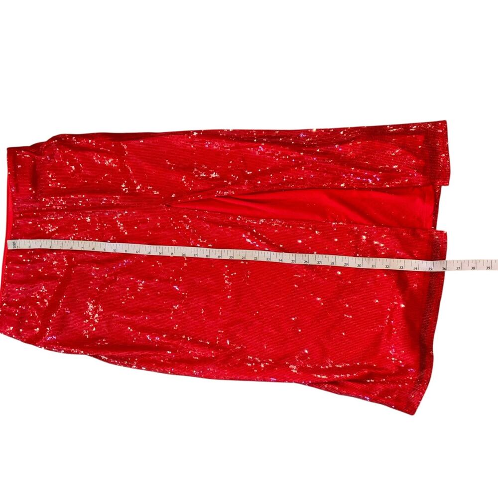 A New Day Sequin Midi Red Skirt Women’s M Dressy Wedding Guest Prom Date Night - Picture 8 of 9